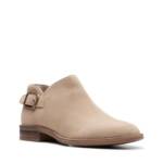 Clarks Camzin Pull Shootie Women's 5.5M Sand Suede Zip Closure Buckle Accent