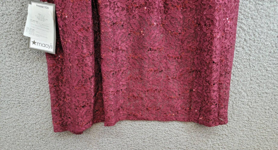 R & M Richards 3-Pc. Sequined Lace Pantsuit & Jacket Women's 6 Merlot 3/4 Sleeve