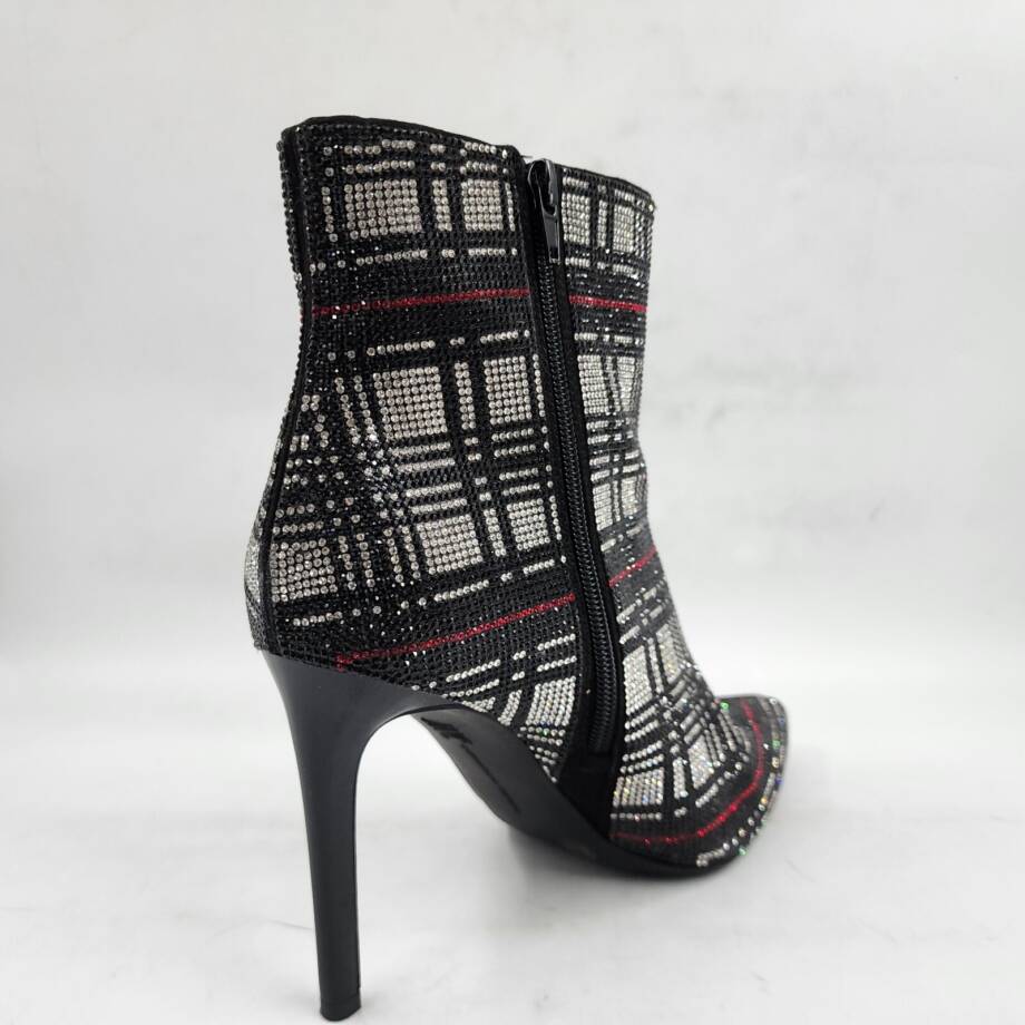 INC Reisa 4 Rhinestone Plaid Booties Women's 8.5M Multi Pointed Toe Stiletto