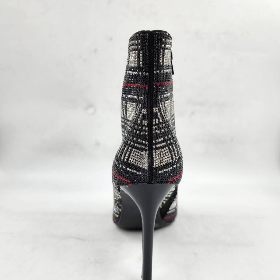 INC Reisa 4 Rhinestone Plaid Booties Women's 8.5M Multi Pointed Toe Stiletto