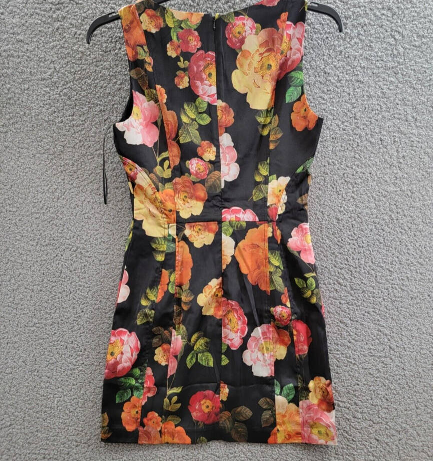 GUESS Printed Seamed Scoop-Neck Mini Dress Women's Peony Charm Back Zip Closure