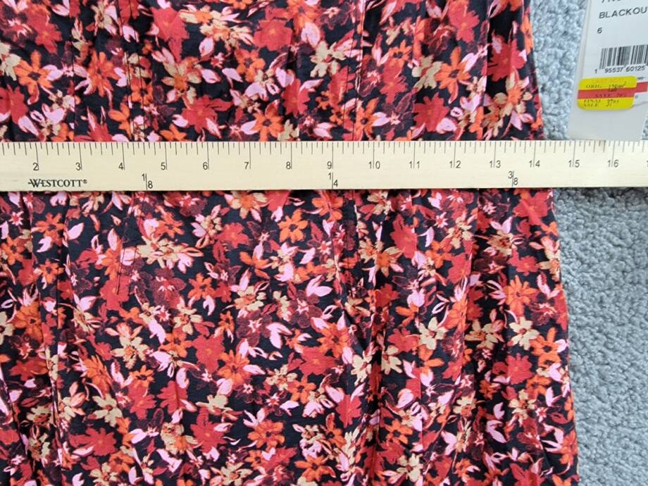 French Connection Clara Flavia Puff-Sleeve Midi Dress Women's 6 Black Multi