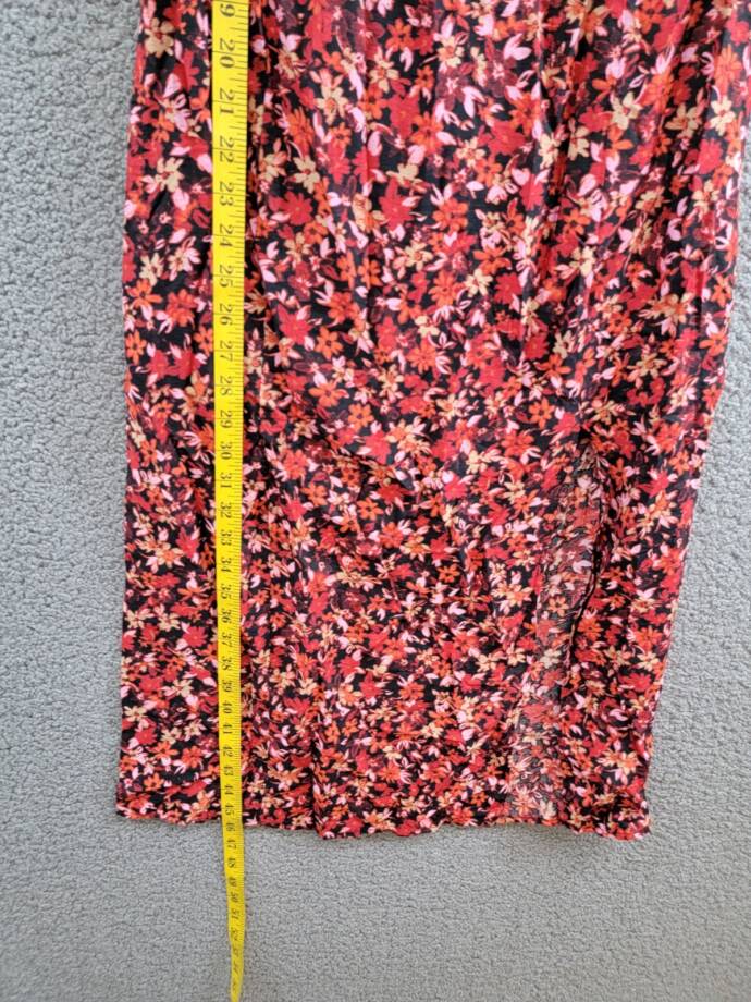 French Connection Clara Flavia Puff-Sleeve Midi Dress Women's 6 Black Multi