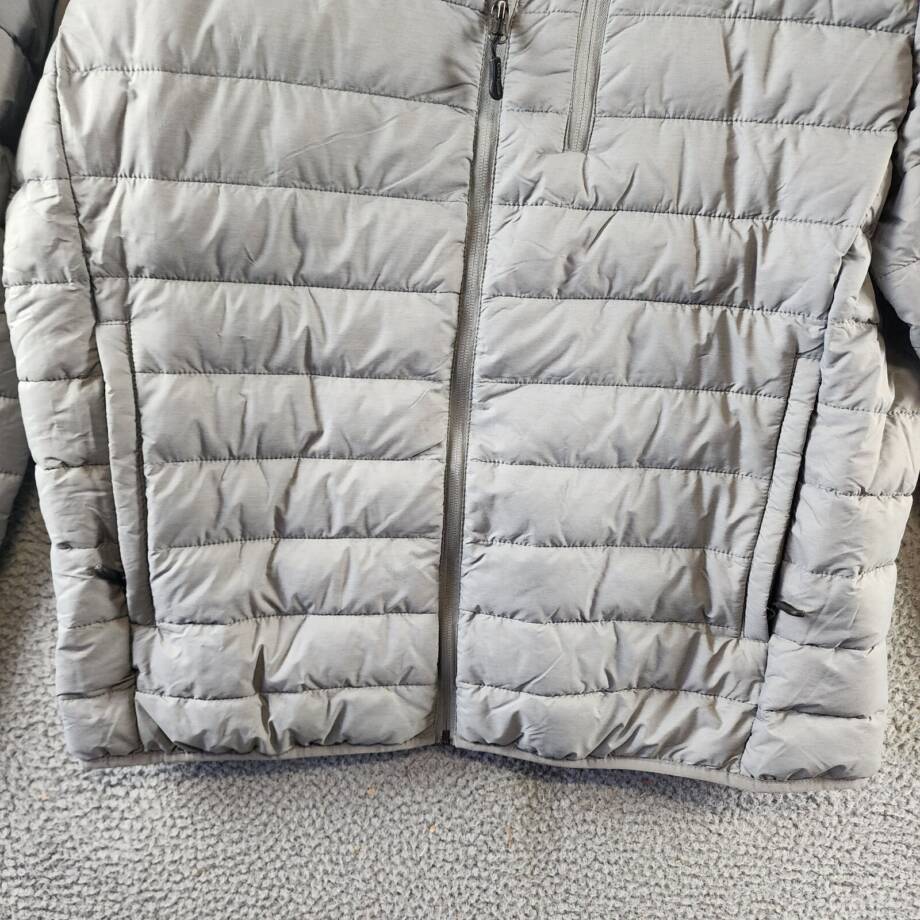 Club Room Quilted Packable Puffer Jacket Men's XL Heather Grey Zip Closure L/S~