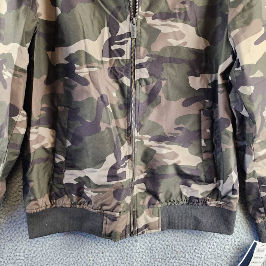 Club Room Regular-Fit Bomber Jacket Men's M Camouflage Full Zip Long Sleeve