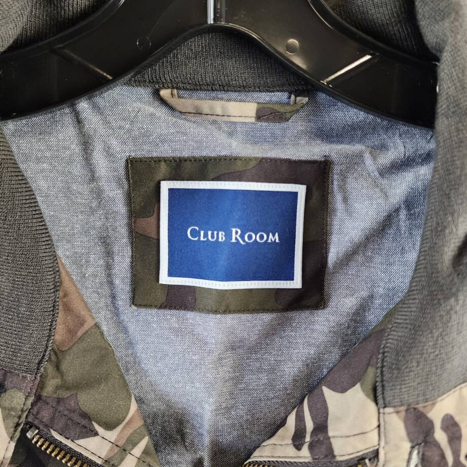 Club Room Regular-Fit Bomber Jacket Men's M Camouflage Full Zip Long Sleeve