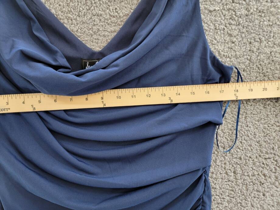 Sam Edelman Draped Knit Sheath Dress Women's M Navy V-Neck Sleeveless Pullover