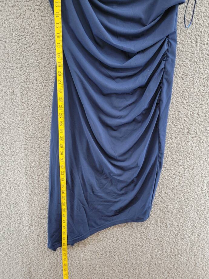 Sam Edelman Draped Knit Sheath Dress Women's M Navy V-Neck Sleeveless Pullover