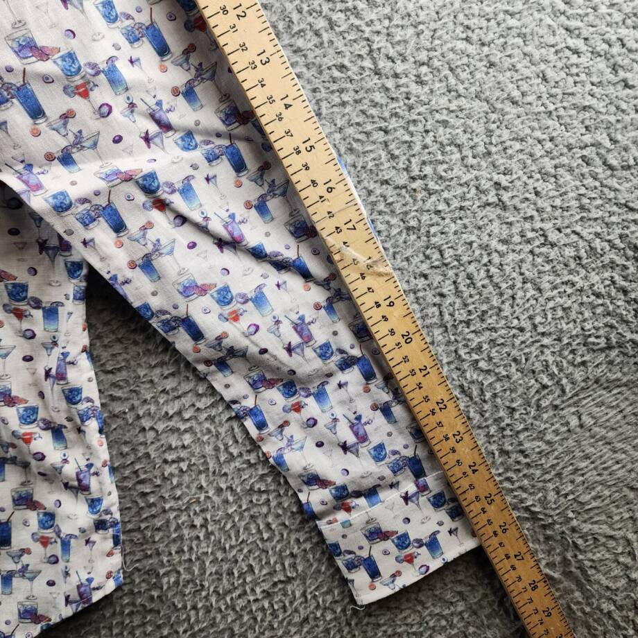 Robert Graham Linen Blend Button Front Shirt Men's L Blue Hawaiian Long Sleeve