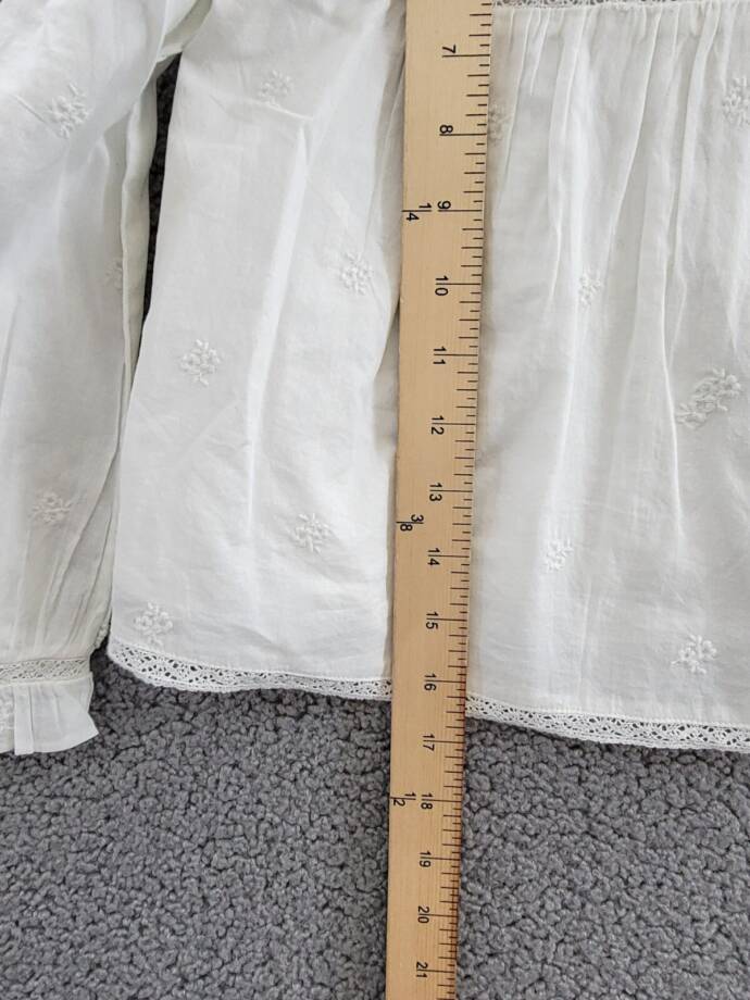 Ralph Lauren Embroidered Voile Top Girls' 6 White Collared Ruffled Button Back