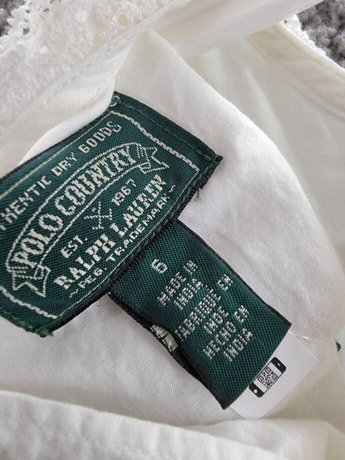 Ralph Lauren Embroidered Voile Top Girls' 6 White Collared Ruffled Button Back