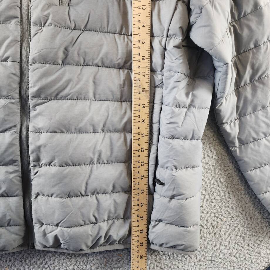 Club Room Quilted Packable Puffer Jacket Men's XL Heather Grey Zip Closure L/S~