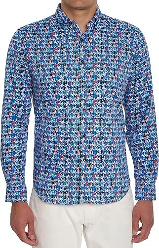 Robert Graham Maspeth Tailored Fit Woven Shirt Men's S Multicolor Button Closure