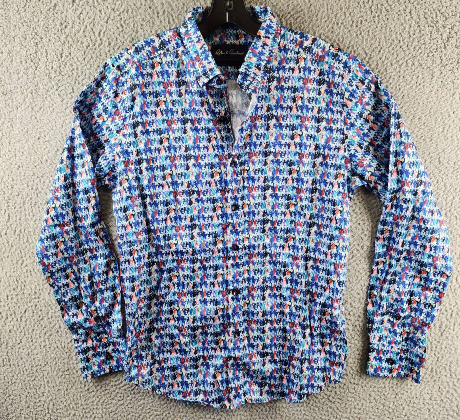 Robert Graham Maspeth Tailored Fit Woven Shirt Men's S Multicolor Button Closure