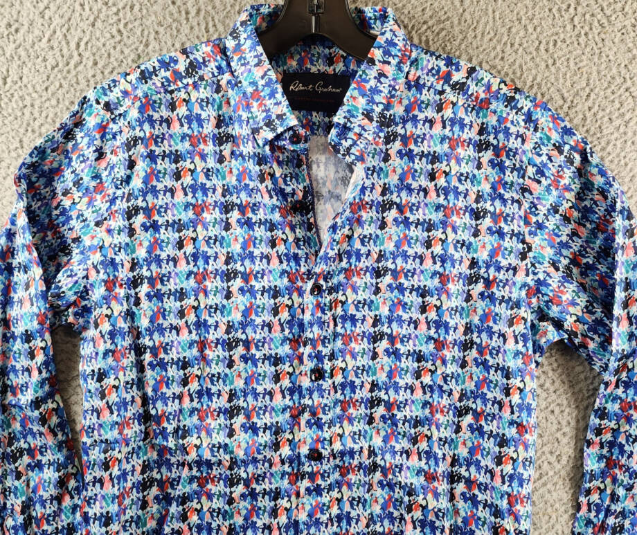 Robert Graham Maspeth Tailored Fit Woven Shirt Men's S Multicolor Button Closure