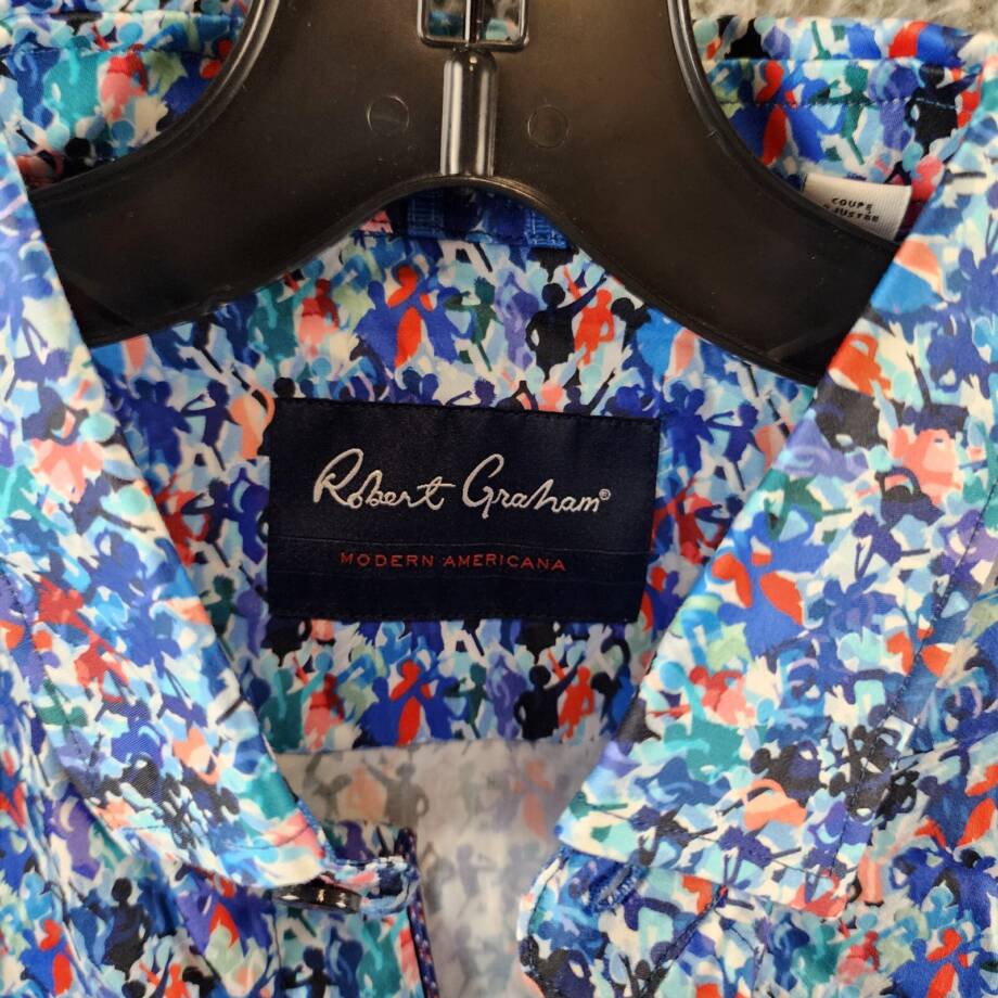 Robert Graham Maspeth Tailored Fit Woven Shirt Men's S Multicolor Button Closure