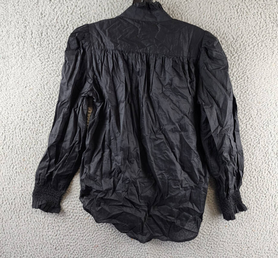 Tuckernuck The Teagan Popover Top Women's XS Black Rounded Hem Button Closure