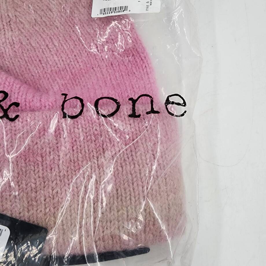 rag & bone Holly Wool Beanie Women's One Size Pink Multi Ribbed- 10"L x 9"W