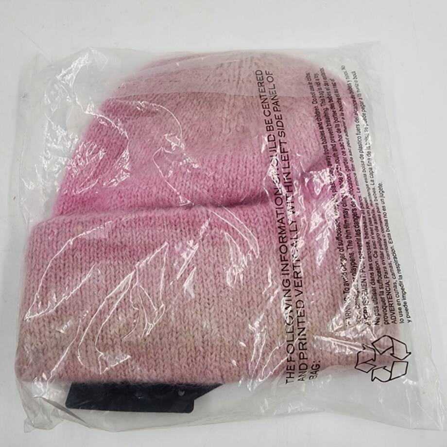 rag & bone Holly Wool Beanie Women's One Size Pink Multi Ribbed- 10"L x 9"W