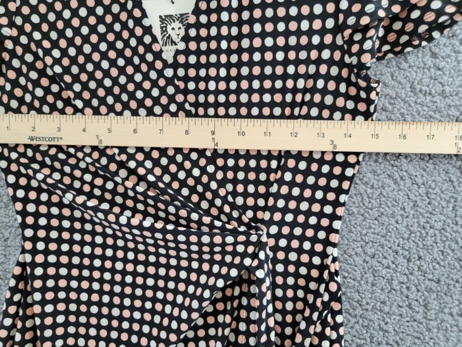 Anne Klein Polka Dot Flutter-Sleeve Faux-Wrap Dress Women's XXS Multi Pullover
