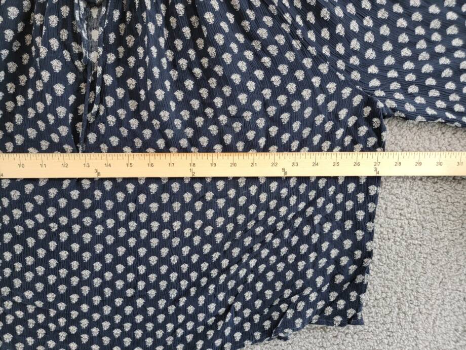 Faherty Emery Floral Peasant Blouse Women's Navy Smocked Split Neck Long Sleeve