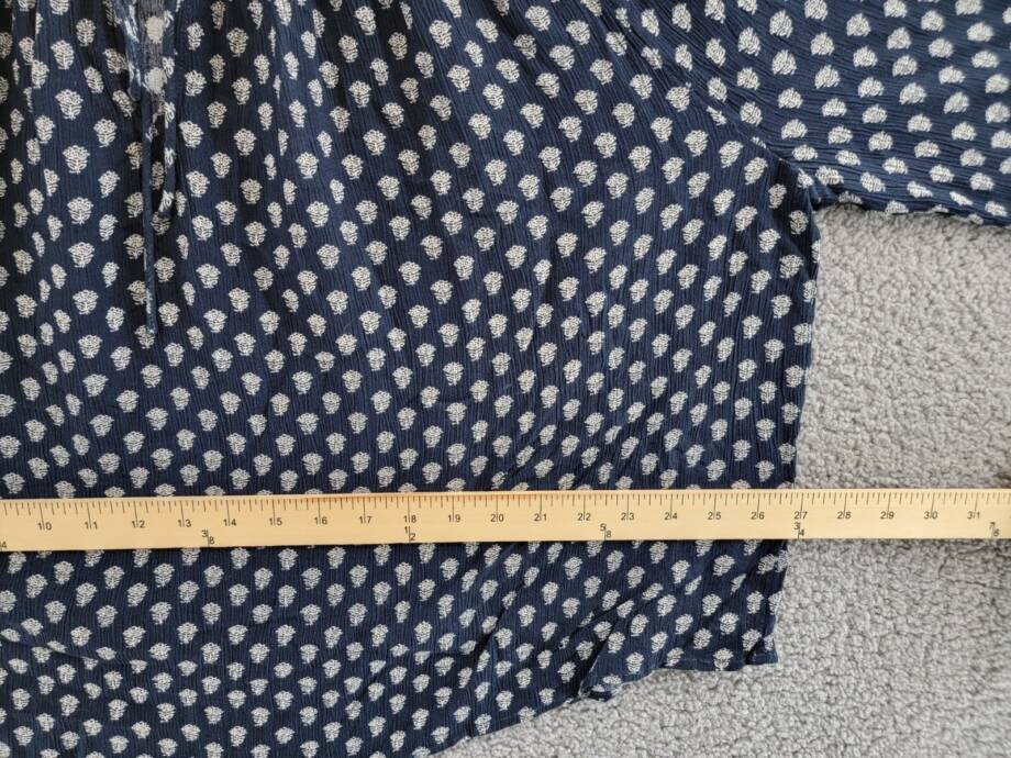 Faherty Emery Floral Peasant Blouse Women's Navy Smocked Split Neck Long Sleeve