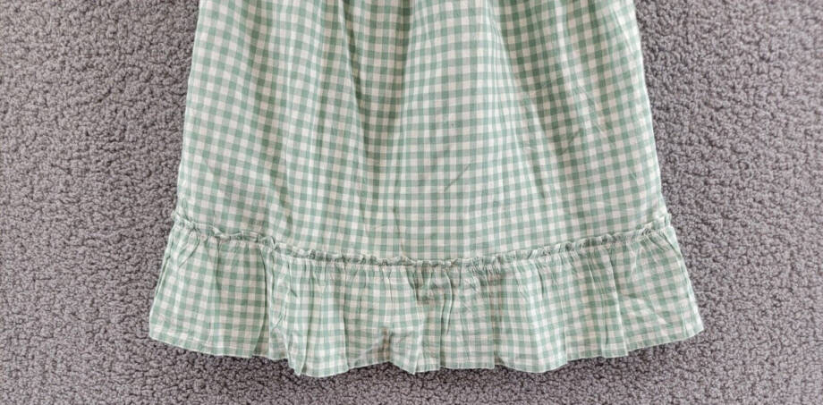 Polo Ralph Lauren Eyelet-Trim Gingham Madras Sleeveless Dress 6 Faded Mint/White