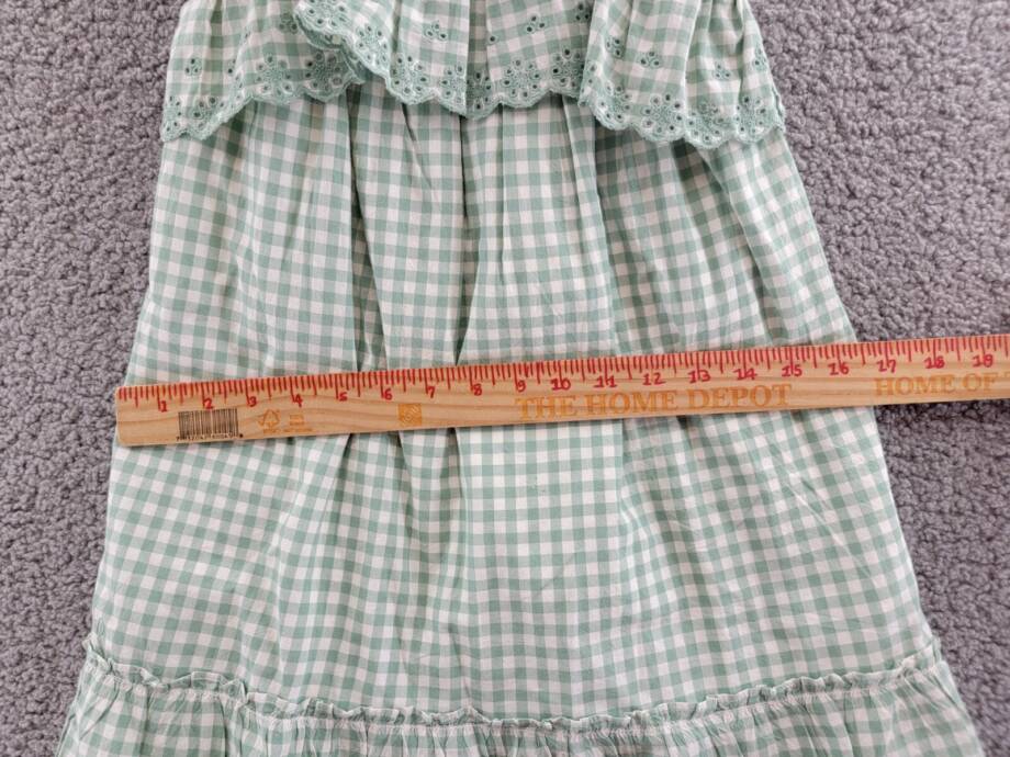 Polo Ralph Lauren Eyelet-Trim Gingham Madras Sleeveless Dress 6 Faded Mint/White