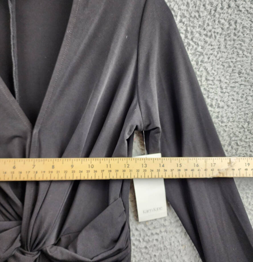 Karen Kane Twist Front Dress Women's XS Black Solid V-Neck Long Sleeve Pullover