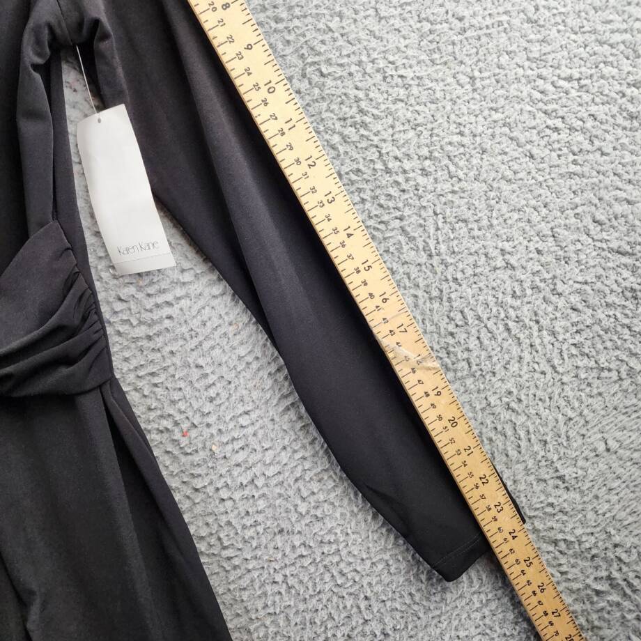 Karen Kane Twist Front Dress Women's XS Black Solid V-Neck Long Sleeve Pullover