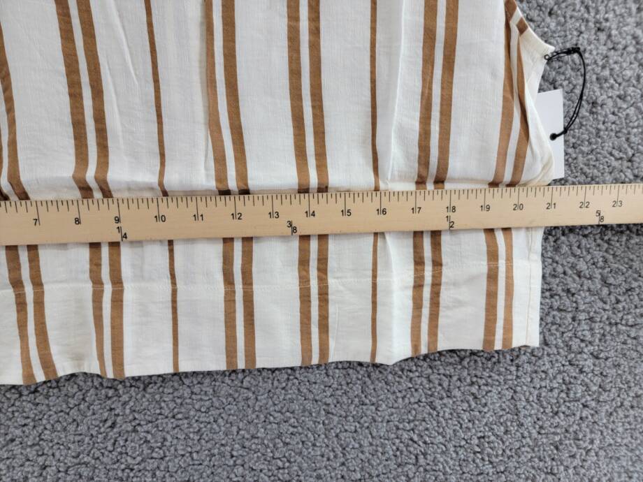 Bella Dahl Boxy Button Back Top Women's L Redwood Stripe Linen Blend Crew Neck