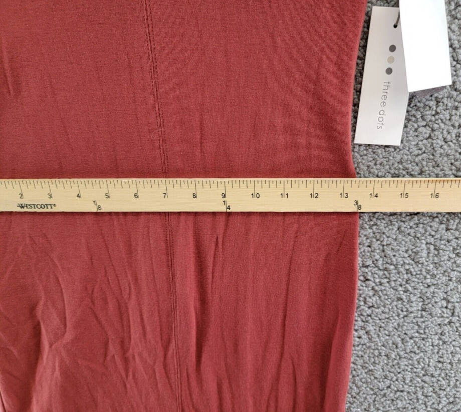 Three Dots V-Neck Midi Sweaterdress Women's S Russet Brown Long Sleeve Pullover