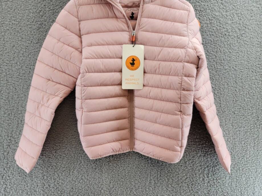 Save The Duck Lily Hooded Puffer Jacket Girls' 14 Blush Pink Full Zip Closure