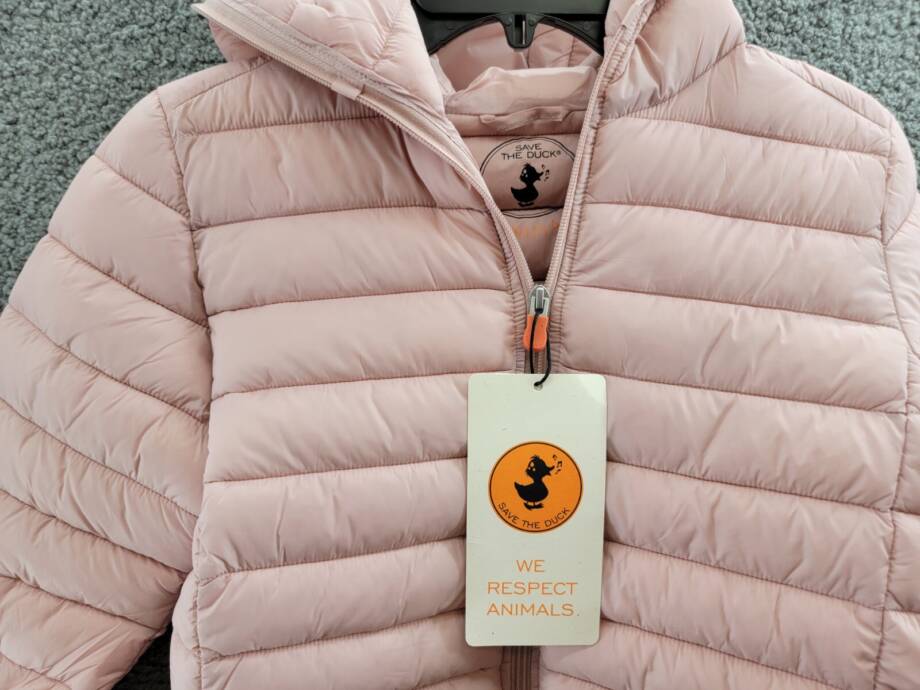 Save The Duck Lily Hooded Puffer Jacket Girls' 14 Blush Pink Full Zip Closure