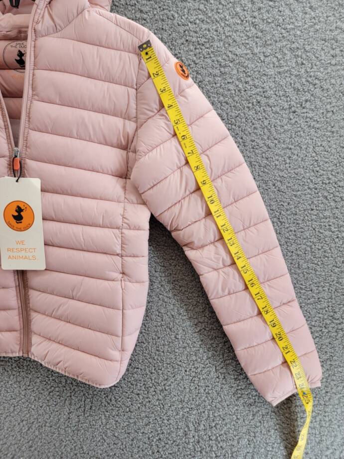 Save The Duck Lily Hooded Puffer Jacket Girls' 14 Blush Pink Full Zip Closure