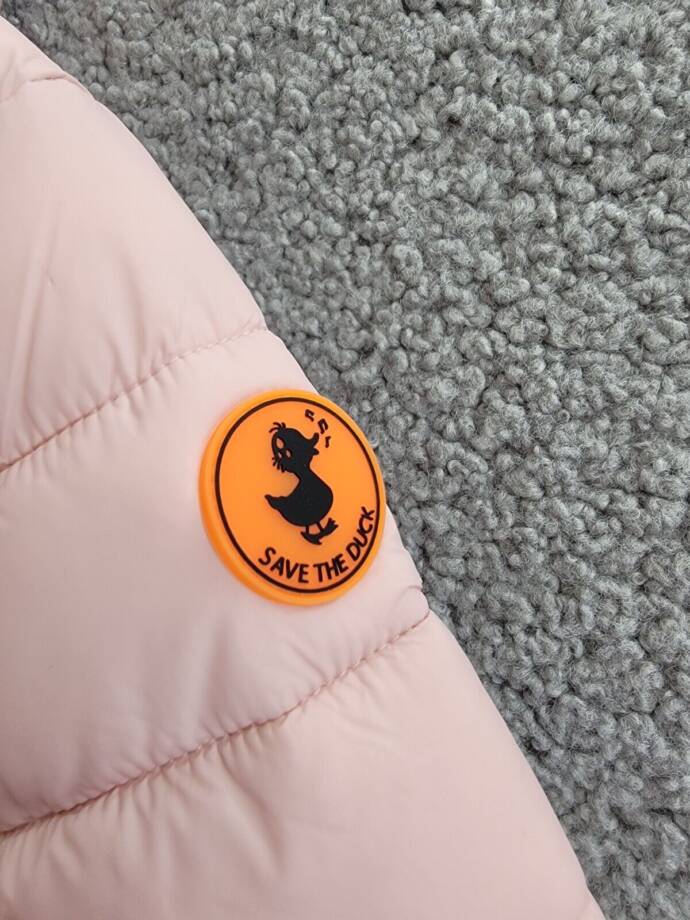 Save The Duck Lily Hooded Puffer Jacket Girls' 14 Blush Pink Full Zip Closure