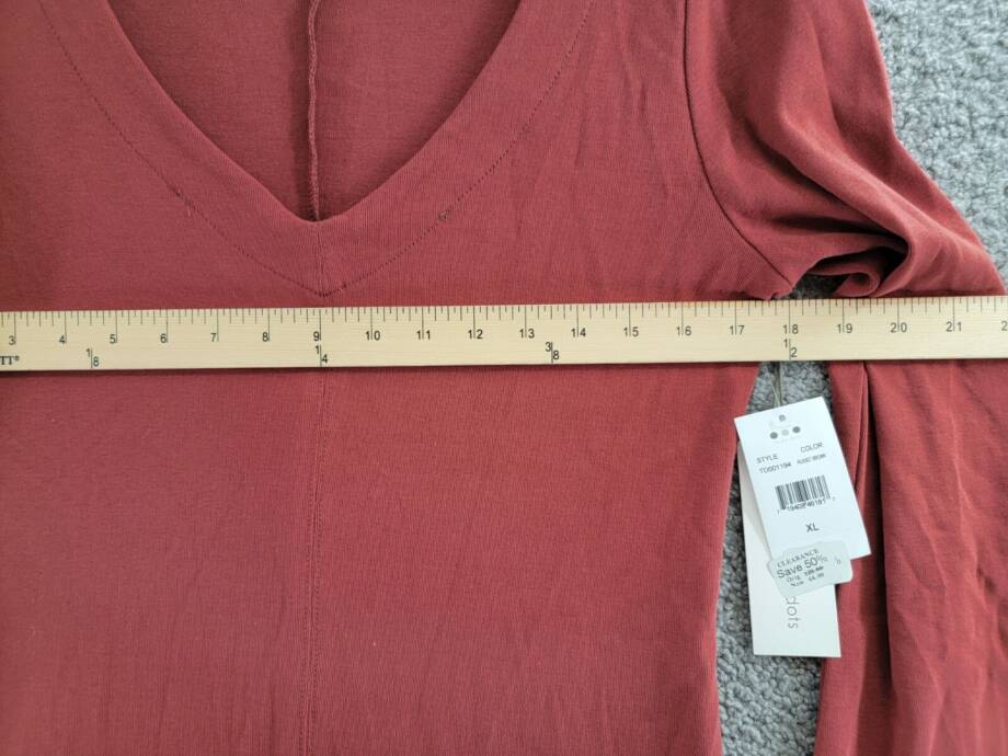 Three Dots Bell Sleeve Dress Women's XL Russet Brown V-Neck Long Sleeve Pullover