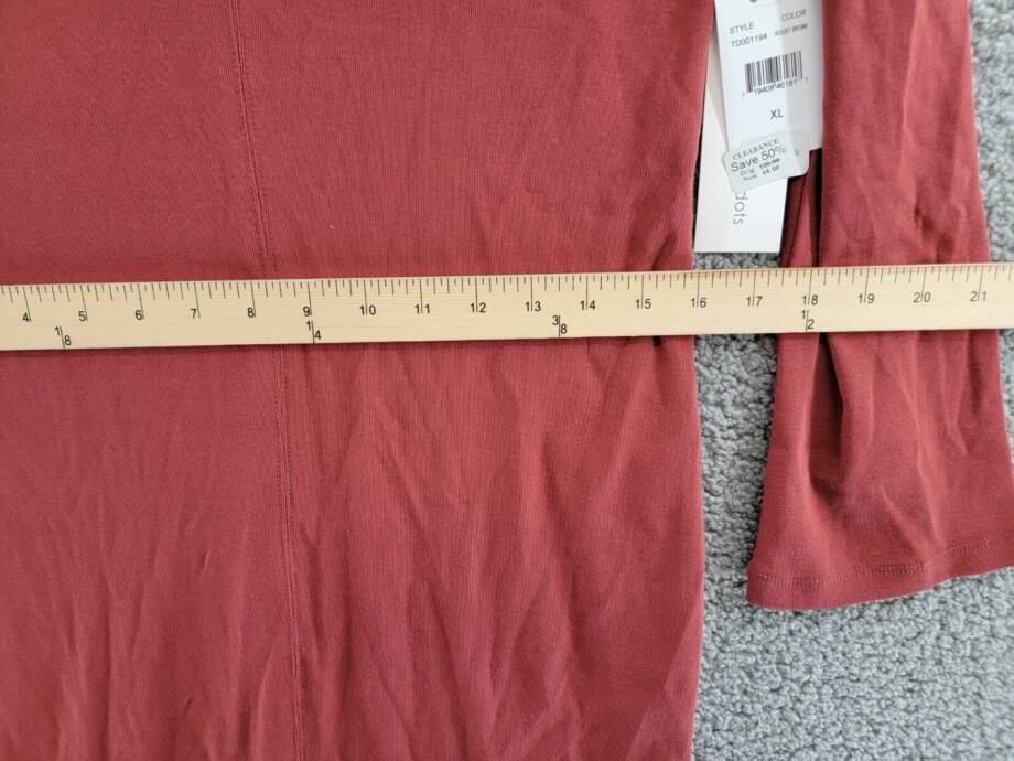 Three Dots Bell Sleeve Dress Women's XL Russet Brown V-Neck Long Sleeve Pullover