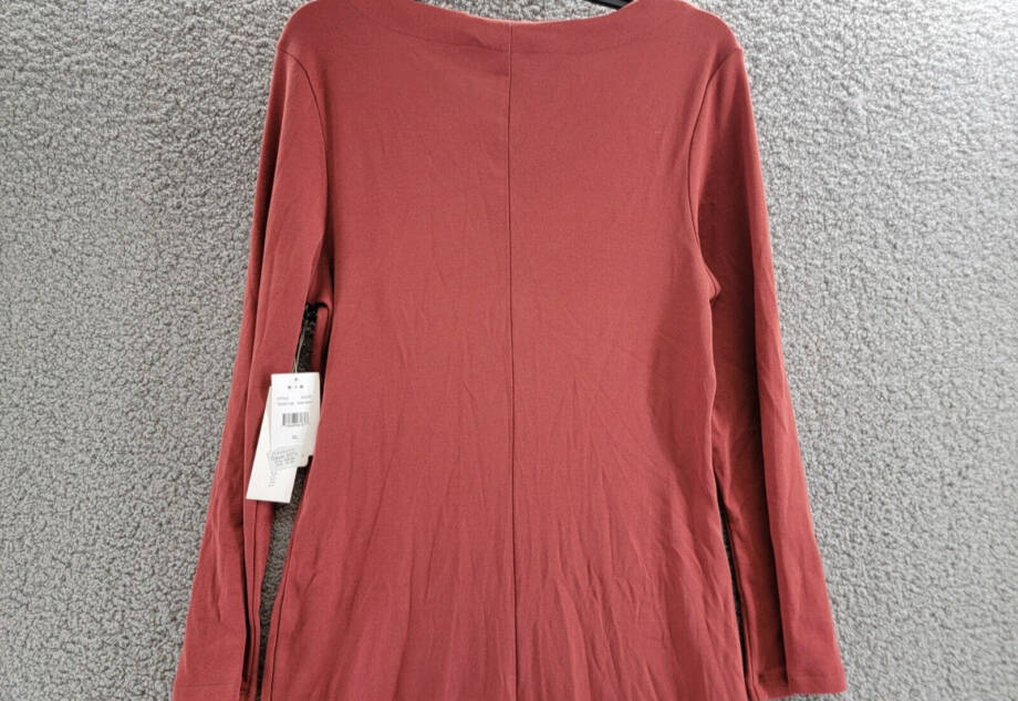 Three Dots Bell Sleeve Dress Women's XL Russet Brown V-Neck Long Sleeve Pullover