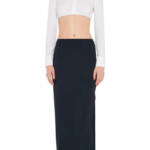 Norma Kamali High-Waist Side Slit Long Skirt Women's XS/29 Black Pull On Style~