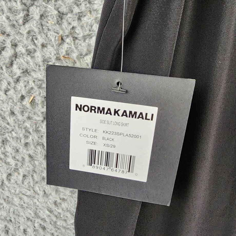 Norma Kamali High-Waist Side Slit Long Skirt Women's XS/29 Black Pull On Style~