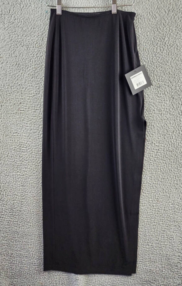 Norma Kamali High-Waist Side Slit Long Skirt Women's XS/29 Black Pull On Style~