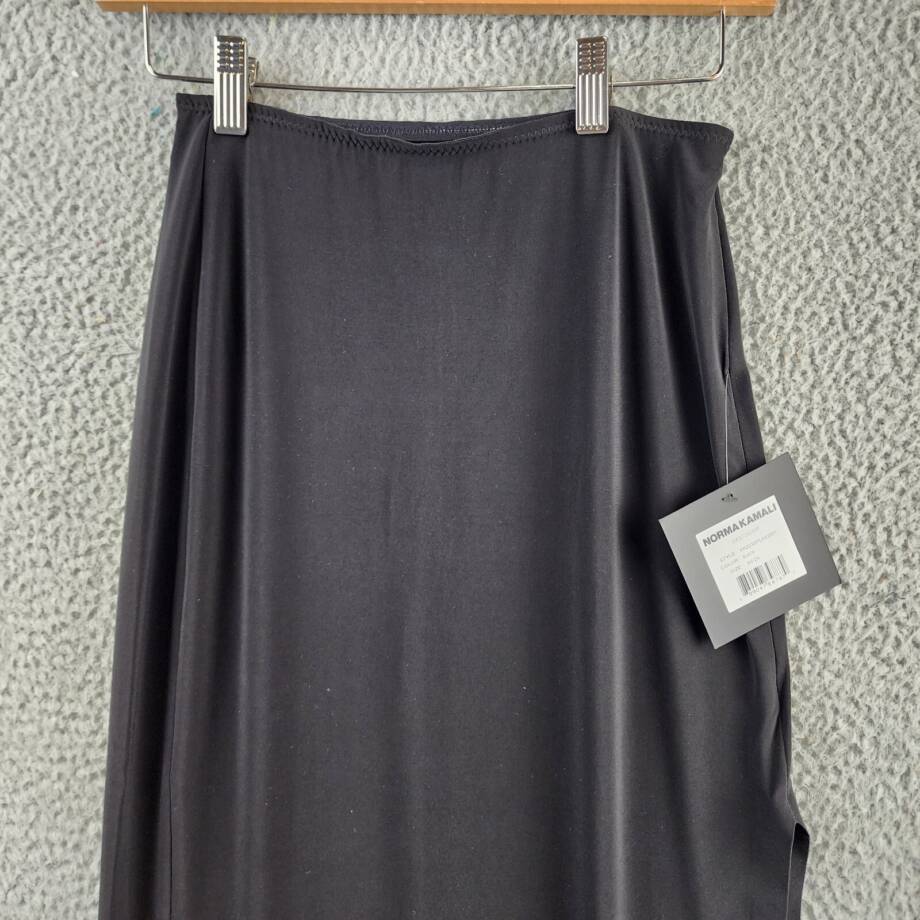 Norma Kamali High-Waist Side Slit Long Skirt Women's XS/29 Black Pull On Style~