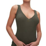 Good American Shine Rib Sleeveless Tank Top Women's M Fatigue Pullover Style~