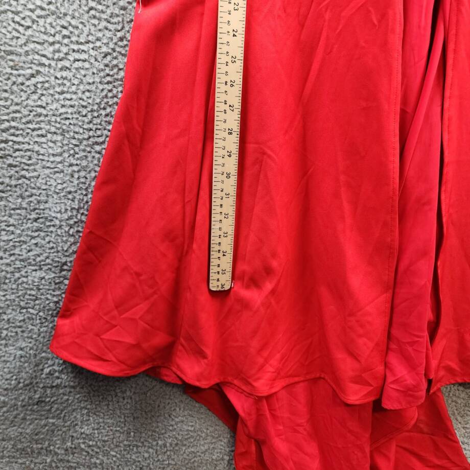 Jarlo Deep V-Neck Gown Women's 8 Red Side Slit Spaghetti Strap Back Zip Closure