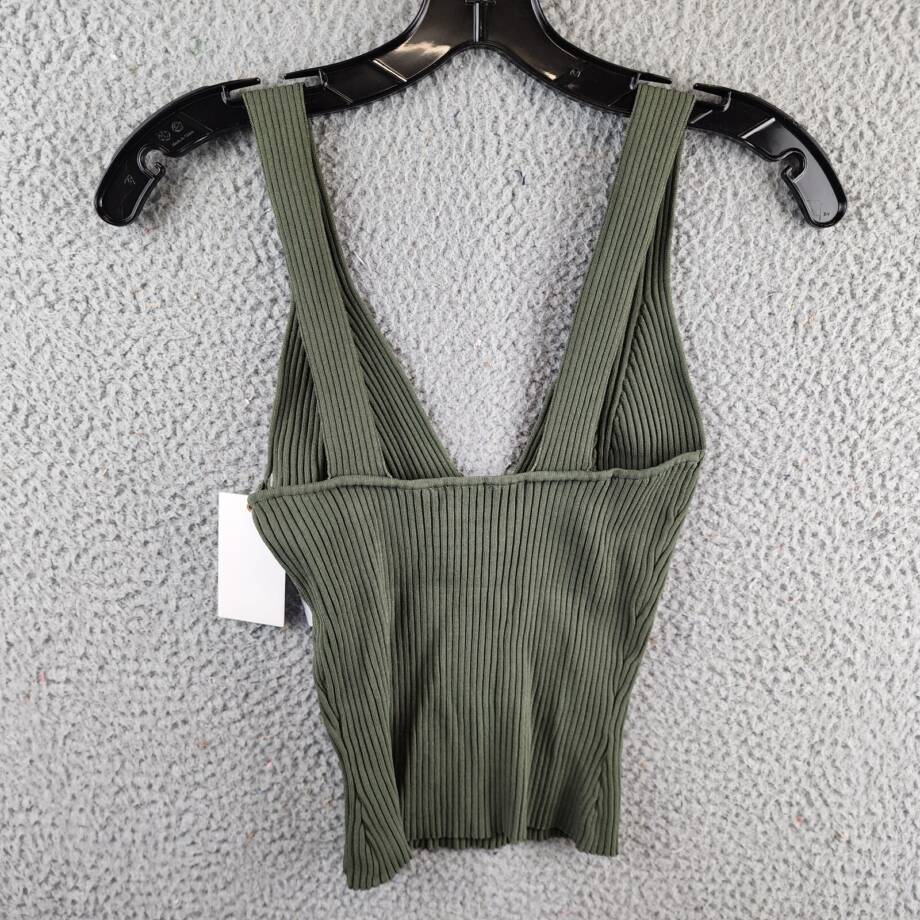 Good American Shine Rib Sleeveless Tank Top Women's M Fatigue Pullover Style~