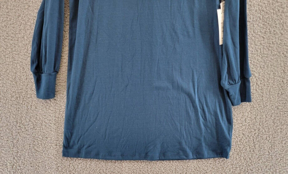 Three Dots V-Neck T-Shirt Dress Women's L Moonlit Ocean Long Sleeve Pullover