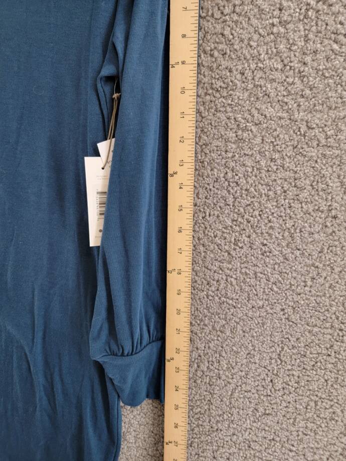 Three Dots V-Neck T-Shirt Dress Women's L Moonlit Ocean Long Sleeve Pullover