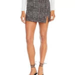 Norma Kamali Side Slit Mini Skirt Women's XS/29 Chocolate Glenn Pull On