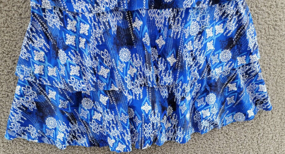 ShapeSolver by Penbrooke Plus Size Triple Tier Swim Dress Women's 18W Blue/White